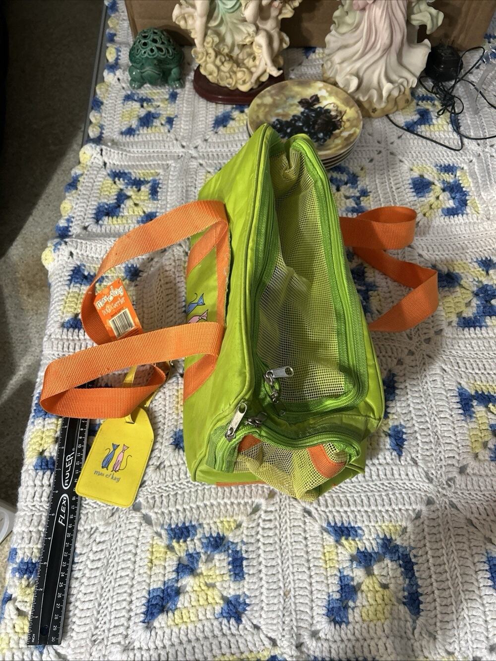 Max & Lucy Vintage Dog Carrier Green And Orange NWT 2005 Small Dog